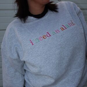 Gray Sweatshirt with Colorful Embroidery